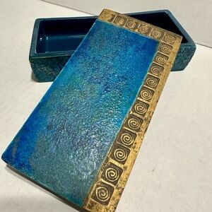 RARE Vintage Bitossi Italy Rimini Blue Ceramic Box Rosenthal Netter Londi